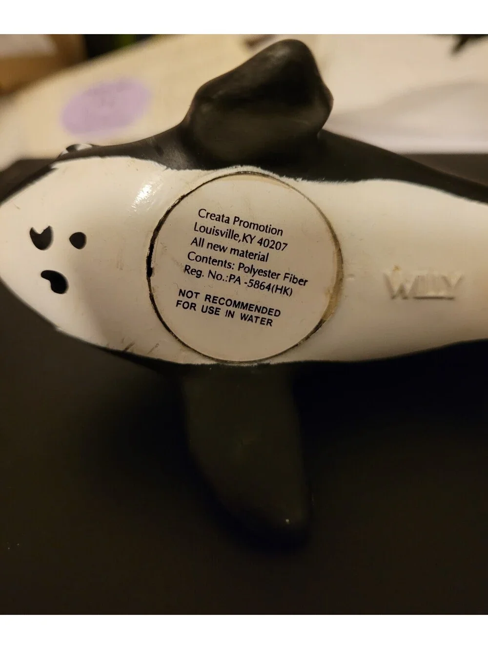 Free Willy Orca Killer Whale Promotional Plush Stuffed Animal Warner Bros